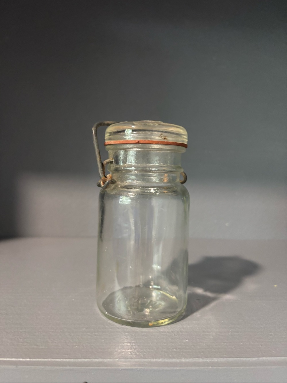 Vintage Clear Glass Jar with Swing Top and Rubber Gasket